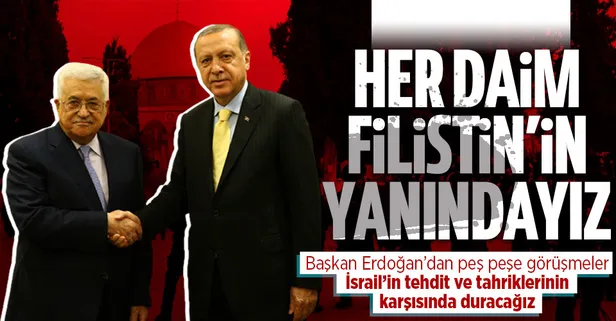 Başkan Erdoğan Filistin Devlet Başkanı Mahmud Abbas ile görüştü! İsrail'e kınama...