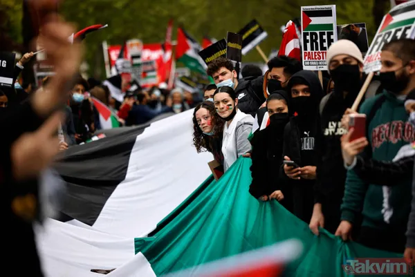 SON DAKİKA: Filistinlilerin katledilmesi protesto ediliyor! Binler Londra'da İsrail Büyükelçiliği'ne yürüyor - 21