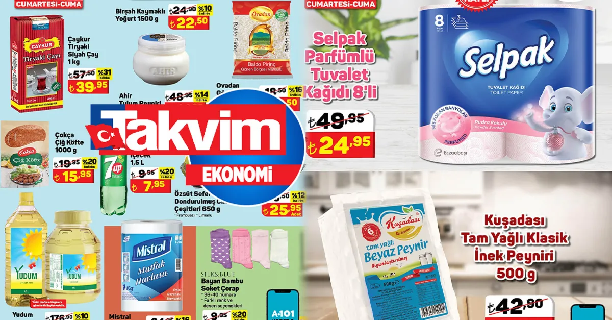 4,5 litre Ayçiçek yağı ve 8’li tuvalet kağıdında çılgın indirim! A-101’de ucuzluk kampanyası! 8 TL bakiye de hediye! Aktüel kataloğu fiyat tablosu...