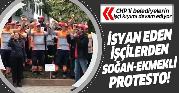 CHP'li belediyelerin işçi kıyımı dur durak bilmiyor! Maltepe Belediyesi çalışanlarından soğan ve ekmekli protesto!