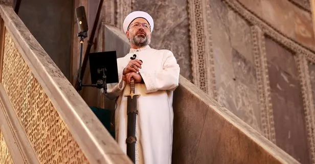 Diyanet İşleri Başkanı Erbaş yılın son hutbesini Ayasofya Camii’nde okudu