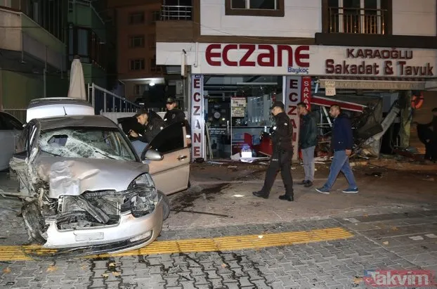 Ankara’da kontrolden çıkan araç kasaba daldı