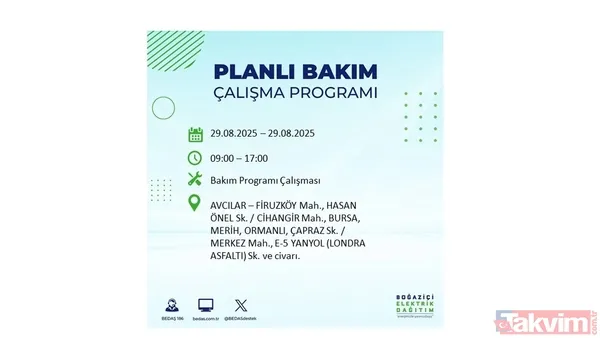 🔵29 Ağustos'ta İstanbul'da Elektrik Kesintisi Yaşanacak İlçeler