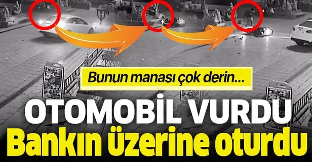 İstanbul’da kazada havaya fırlayan motosiklet sürücüsü bankın üzerine oturdu
