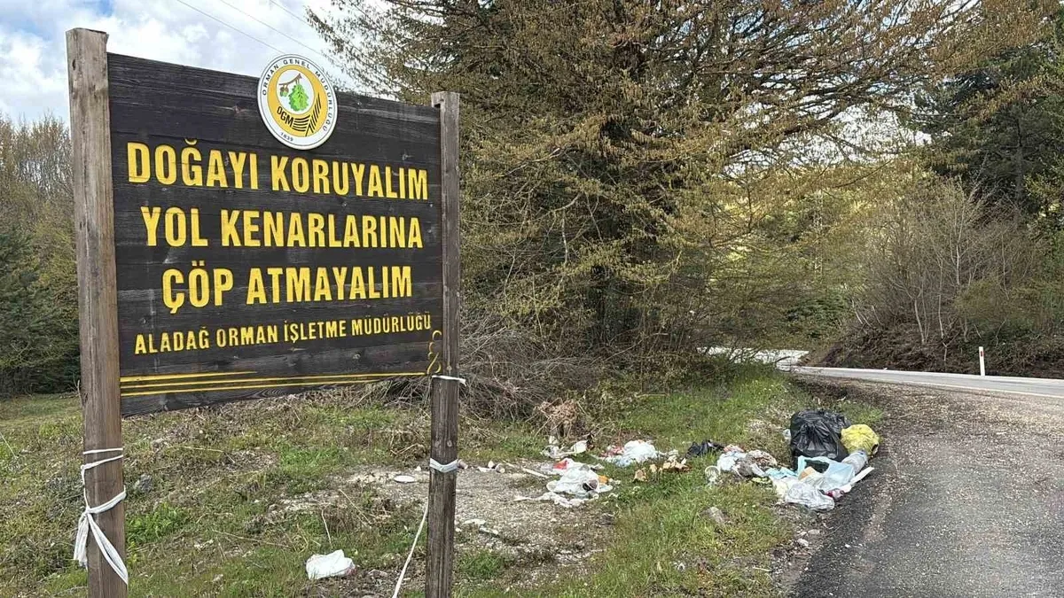 Gölcük Tabiat Parkı yolunda duyarsızlık... "Çöp atmayın" tabelasının dibini çöplüğe çevirdiler