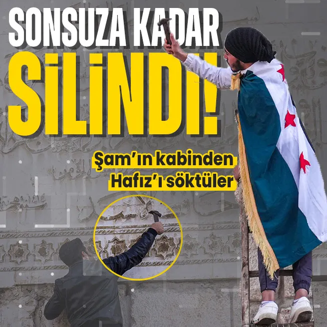 Suriyede rejimin izleri tarihten silindi: Hafız Esadın adı Emevi Camisindeki duvardan söküldü!