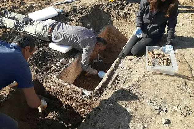 Yol çalışmaları sırasında Roma dönemine ait olduğu öğrenilen 2 bin yıllık lahit bulundu! Yer:Çorum