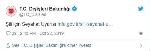 Dışişleri Bakanlığı'ndan Şili için seyahat uyarısı-1