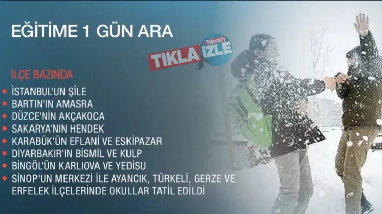 Eğitime 1 gün ara... İşte o ilçeler!