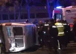 Ankara'da minibüsün çarptığı polis aracı takla attı: 2'si polis 4 yaralı