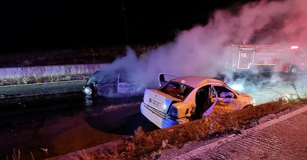 Uşak’ta korkunç kaza! Yanan araçta can verdi