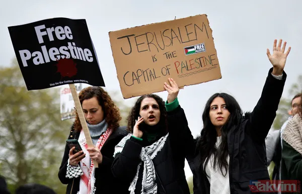 SON DAKİKA: Filistinlilerin katledilmesi protesto ediliyor! Binler Londra'da İsrail Büyükelçiliği'ne yürüyor - 6