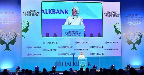Başkan Erdoğan'ın eşi Emine Erdoğan "Halkbank Üreten Kadınlar Türkiye Zirvesi"nde konuştu