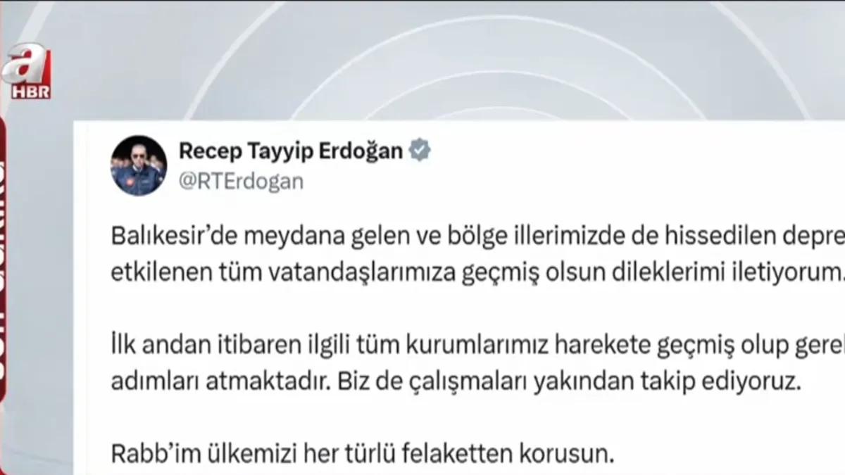 Başkan Erdoğan'dan geçmiş olsun mesajı