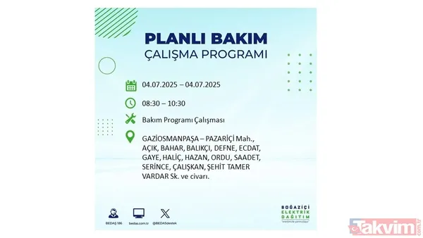4 Temmuz'da İstanbul'da Elektrik Kesintisi Yaşanacak İlçeler