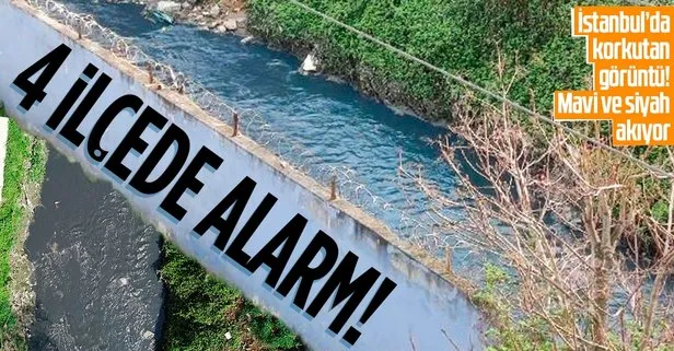 Ayamama Deresi mavi ve siyah akıyor