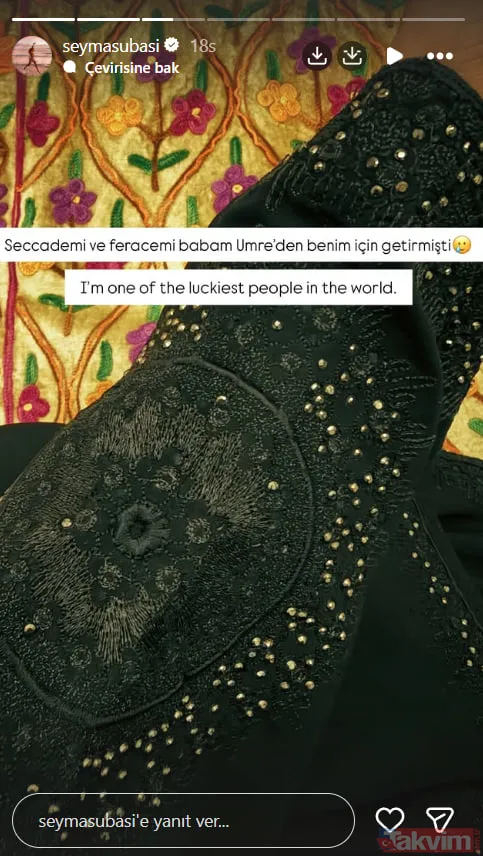 Şeyma Subaşı bu kez de seccadesini paylaştı! “Babam Umre’den benim için getirmişti” - 5