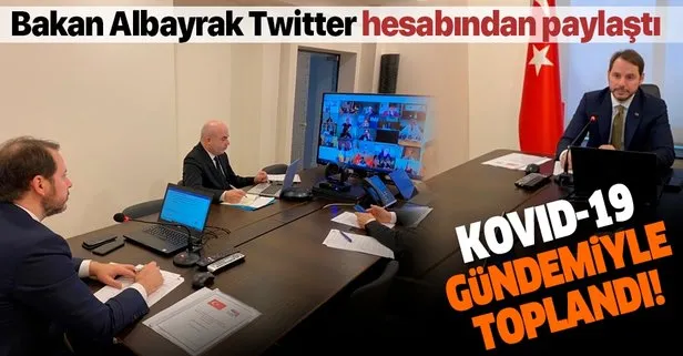 Son dakika: Hazine ve Maliye Bakanı Berat Albayrak Twitter’dan paylaştı: Kovid-19 gündemiyle toplandı