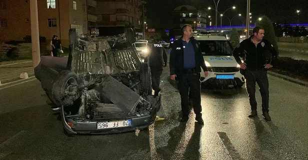 Karaman’da kontrolden çıkan otomobil devrildi: 1 yaralı