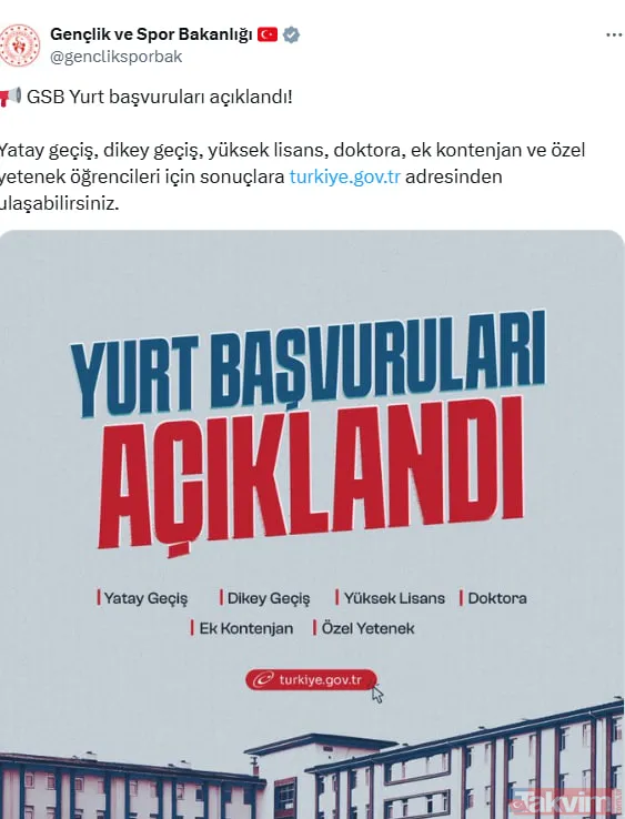 Gsb Ek Yurt Başvuruları Açıklandı! Gençlik Ve Spor Bakanlığı Ek Yurt Başvurularının Açıklandığını Duyurdu. Açıklamada, "Yatay Geçiş, Dikey Geçiş, Yüksek Lisans,...