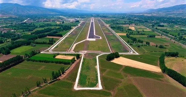 Tokat'ta 520 milyon liraya mal olan yeni havalimanında inşaat çalışmaları havadan görüntülendi
