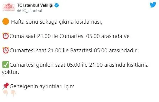 İstanbul Valiliği'nden son dakika sokağa çıkma kısıtlaması açıklaması! O Saatlere dikkat - Takvim