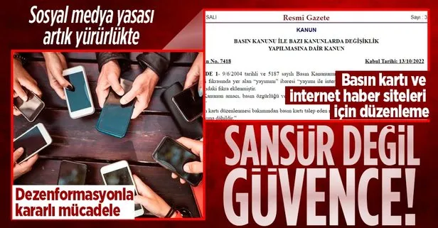 Sosyal medya yasası Basın kanunu Resmi Gazete’de yayımlandı! Basın kartı ve internet haber siteleri için düzenleme