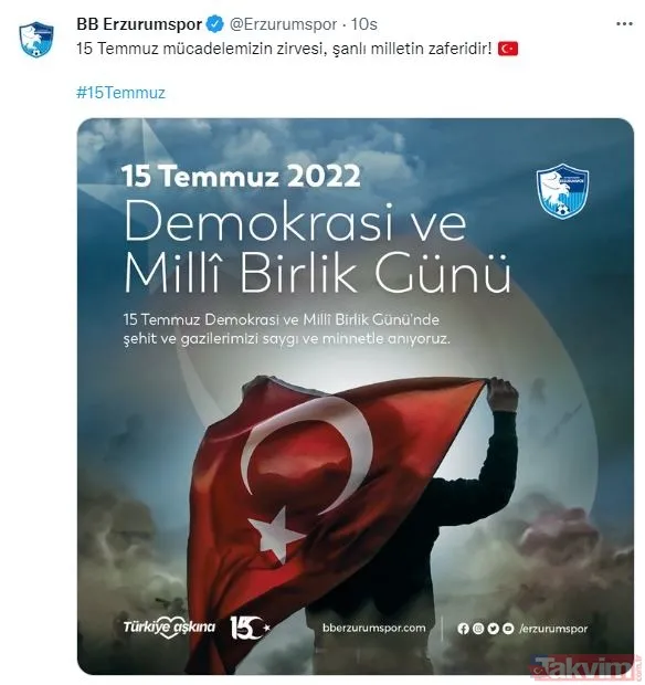 Türk futbolunun dev kulüplerinden 15 Temmuz paylaşımları... - 11