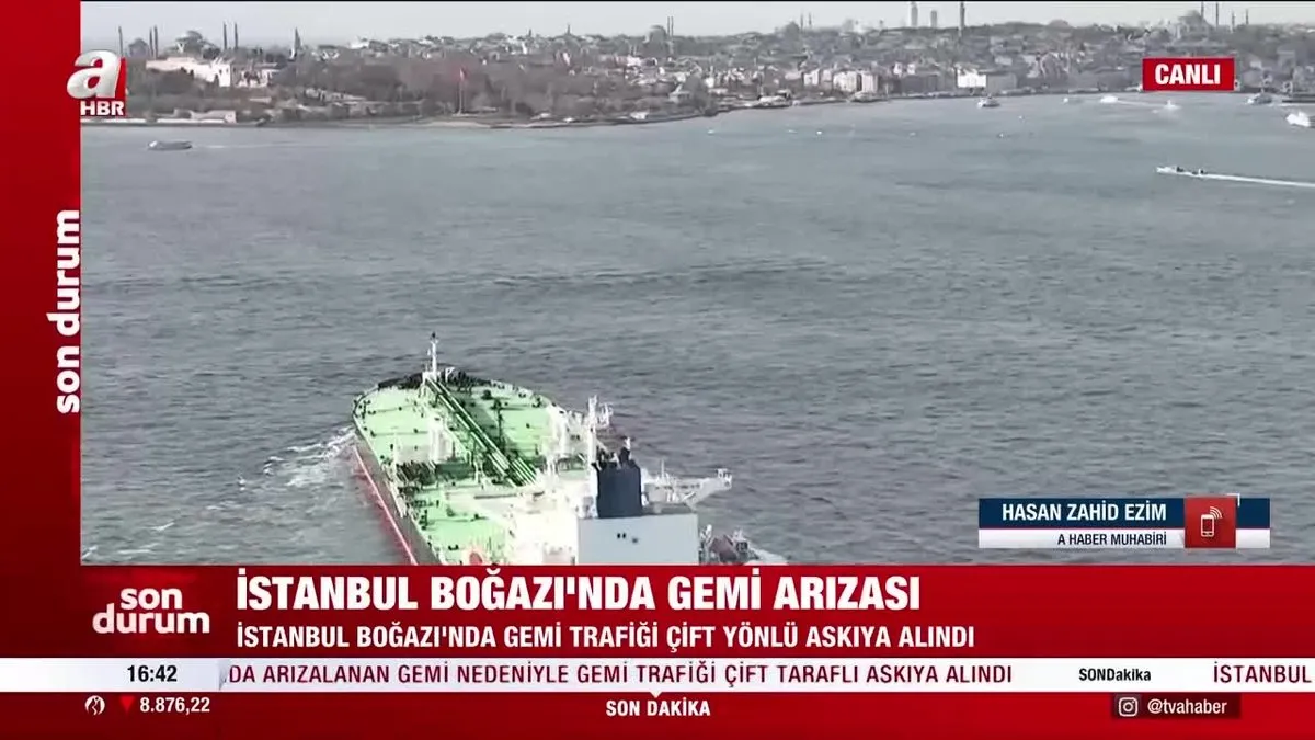 İstanbul Boğazı’nda gemi arızası!