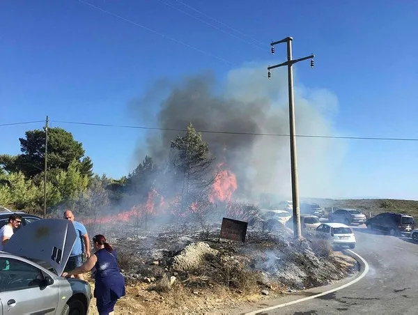 İzmir Seferihisar'daki yangında araçlar kül oldu-2