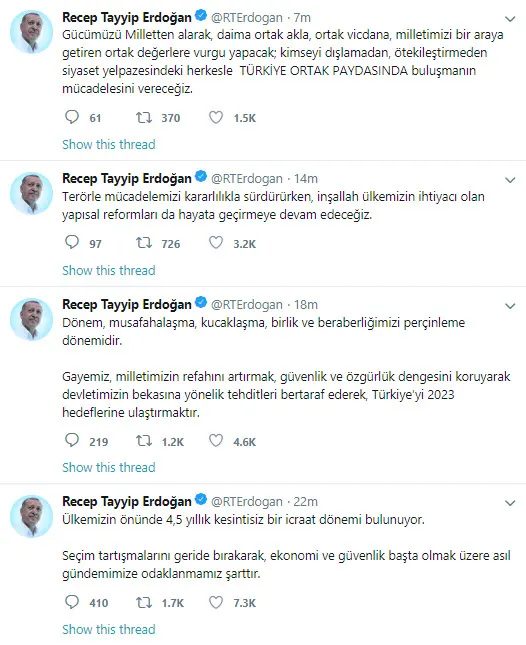 Başkan Erdoğan: Ülkemizin önünde 4,5 yıllık kesintisiz icraat dönemi var-1