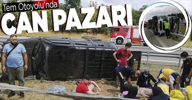 Son dakika: TEM Otoyolunda can pazarı: Gurbetçi aileden 6 kişi yaralandı.