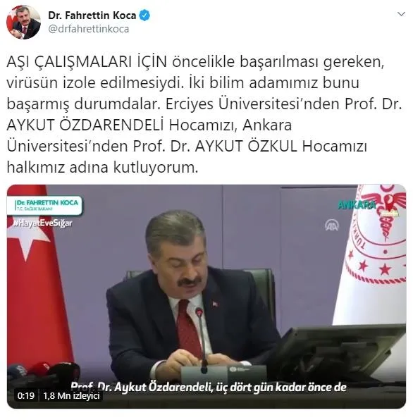 Son dakika: Koronavirüs aşısıyla ilgili Türkiye'den büyük başarı! Tüm gen haritası çıkarıldı-1