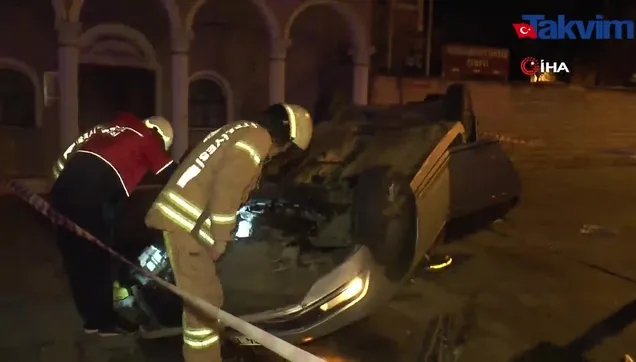 Üsküdar'da otomobil takla attı: 3 yaralı