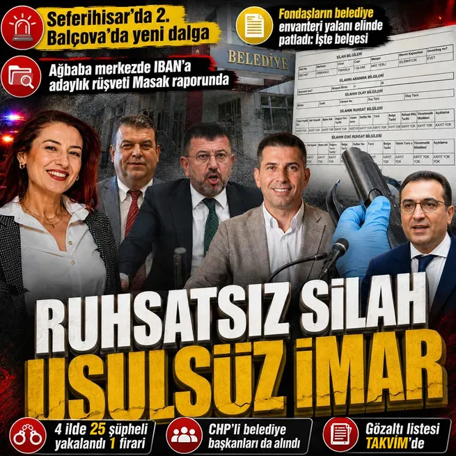 CHPli Seferihisar ve Balçova belediyelerine yolsuzluk operasyonu! Aramada ruhsatsız silah ele geçirildi: İşte belgesi