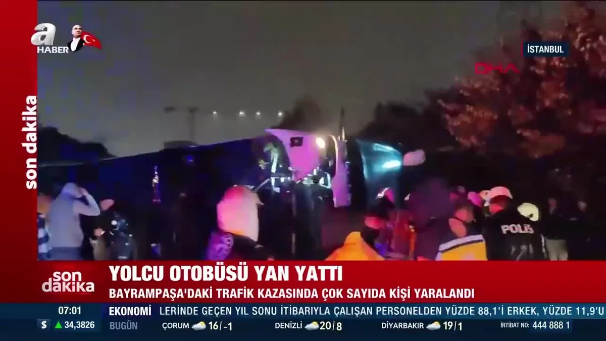 İstanbul'da yolcu otobüsü devrildi!