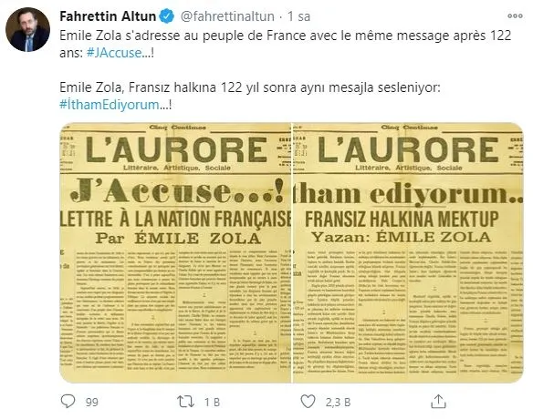 1603910928186.jpg İletişim Başkanı Fahrettin Altun paylaştı: Emile Zola, Fransız halkına 122 yıl sonra aynı mesajla sesleniyor-2