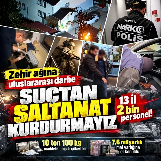 13 ilde 10 ton uyuşturucuyla bağlantılı uluslararası uyuşturucu şebekesine operasyon: 7,6 milyarlık servete el konuldu