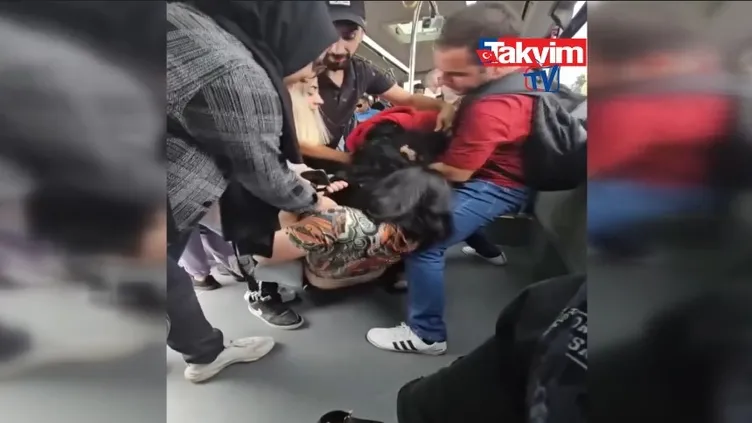 İETT otobüsünde kadın kavgası! Koltuk için saç saça birbirine girdiler!