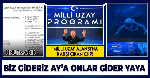 Başkan Erdoğan’ın Milli Uzay Programı’nı tanıttığı Uzay Ajansı’nın kapatılması için CHP AYM’ye başvurmuştu!
