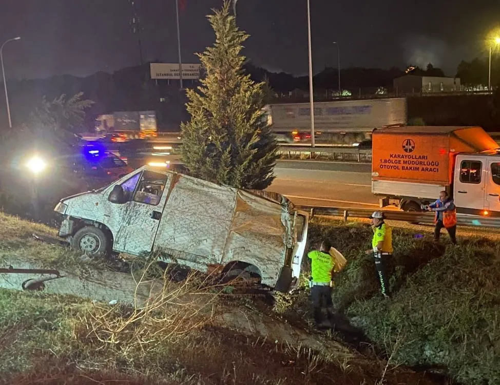 TEM’de kontrolden çıkan araç kanala uçtu