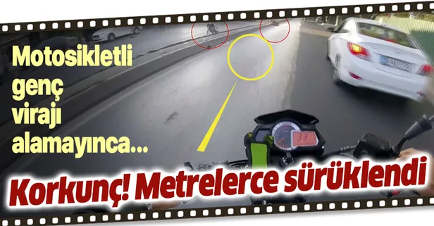 Virajı alamayan genç metrelerce sürüklendi