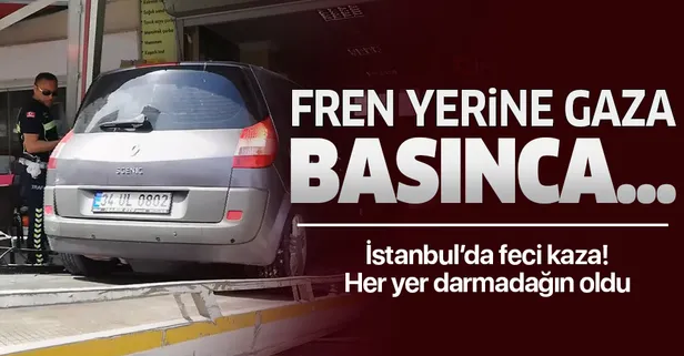 Fren yerine gaza basan sürücü markete girdi