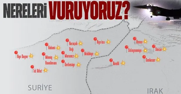 SON DAKİKA! Türkiye Pençe-Kılıç harekatıyla nereleri vuruyor? İşte Suriye ve Irak’ta vurulan bölgeler