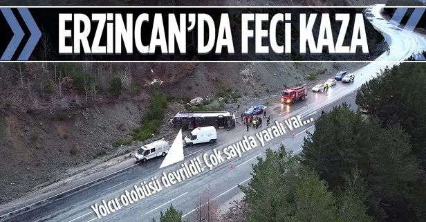 SON DAKİKA! Erzincan’da yolcu otobüsü devrildi! Çok sayıda yaralı var