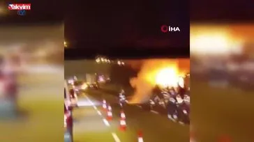 Adana’da otoyolda tır alev alev yandı!
