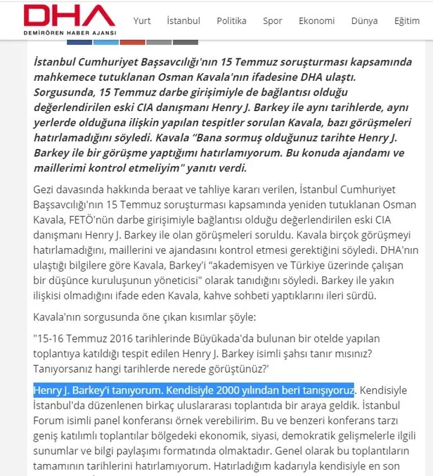 Barkey, Osman Kavala ile bir kez bile telefonda görüşmedim demişti! HTS kayıtları o sözleri yalanlıyor