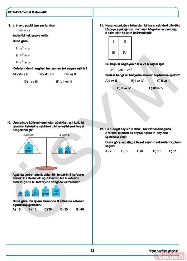 YKS çıkmış sorular ve cevaplar! 2018 YKS çıkmış sorular ve cevap anahtarı - 25