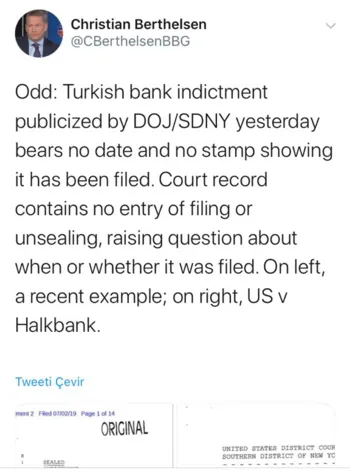 ABD’de Halkbank için hazırlanan iddianamede çarpıcı detay: Mühür ve tarih yok