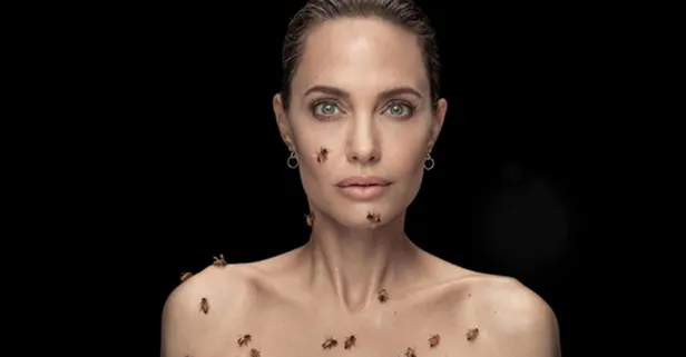 Angelina Jolie arılarla kamera karşısına geçti! 18 dakika boyunca üzerinde arılar gezdi...